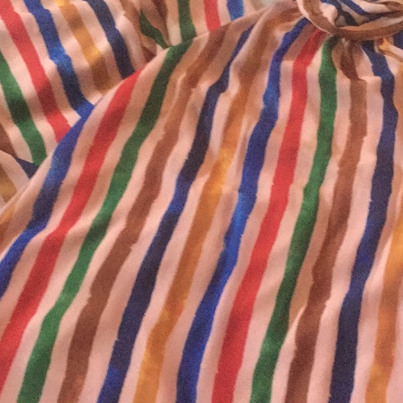 ❌DONATED❌Tan Blue Multicolor Stripe Halter Lined Maxi Dress - Picture 7 of 9